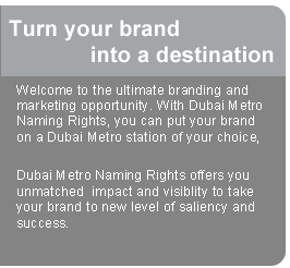 Turn your brand into destination with Dubai Metro Naming rights