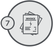 The financial department issues the service invoice to the client.