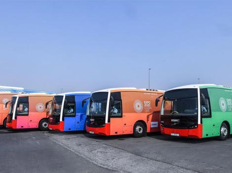 an image of Expo Rider buses to transport Expo visitors