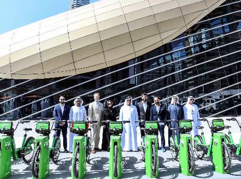 an image of Al Tayer launching bike sharing service