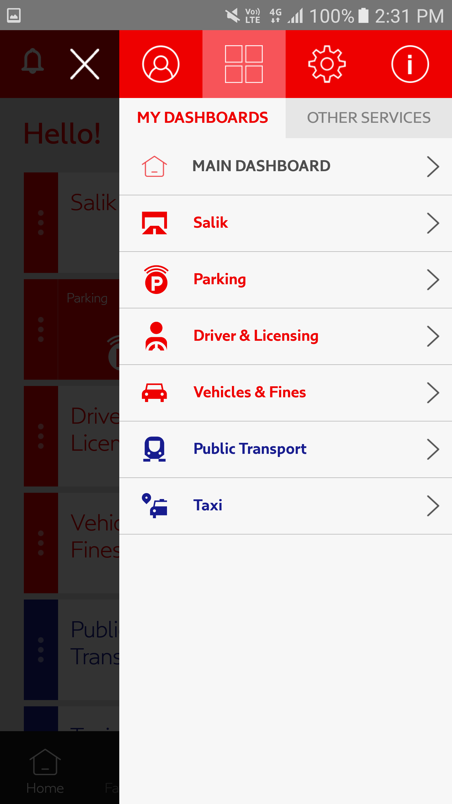 RTA Dubai app notification
