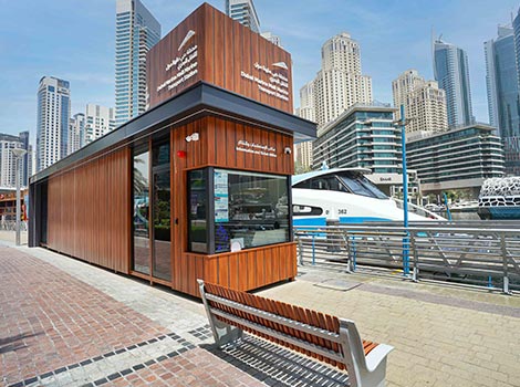 an image of waiting areas at Dubai Marina Mall marine transport stations