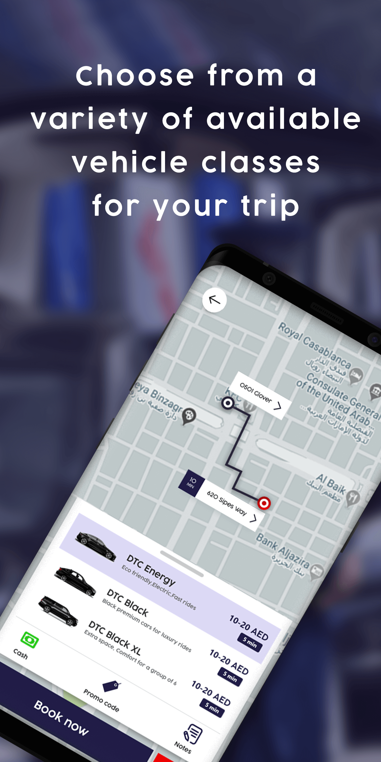 Book a Taxi via app
