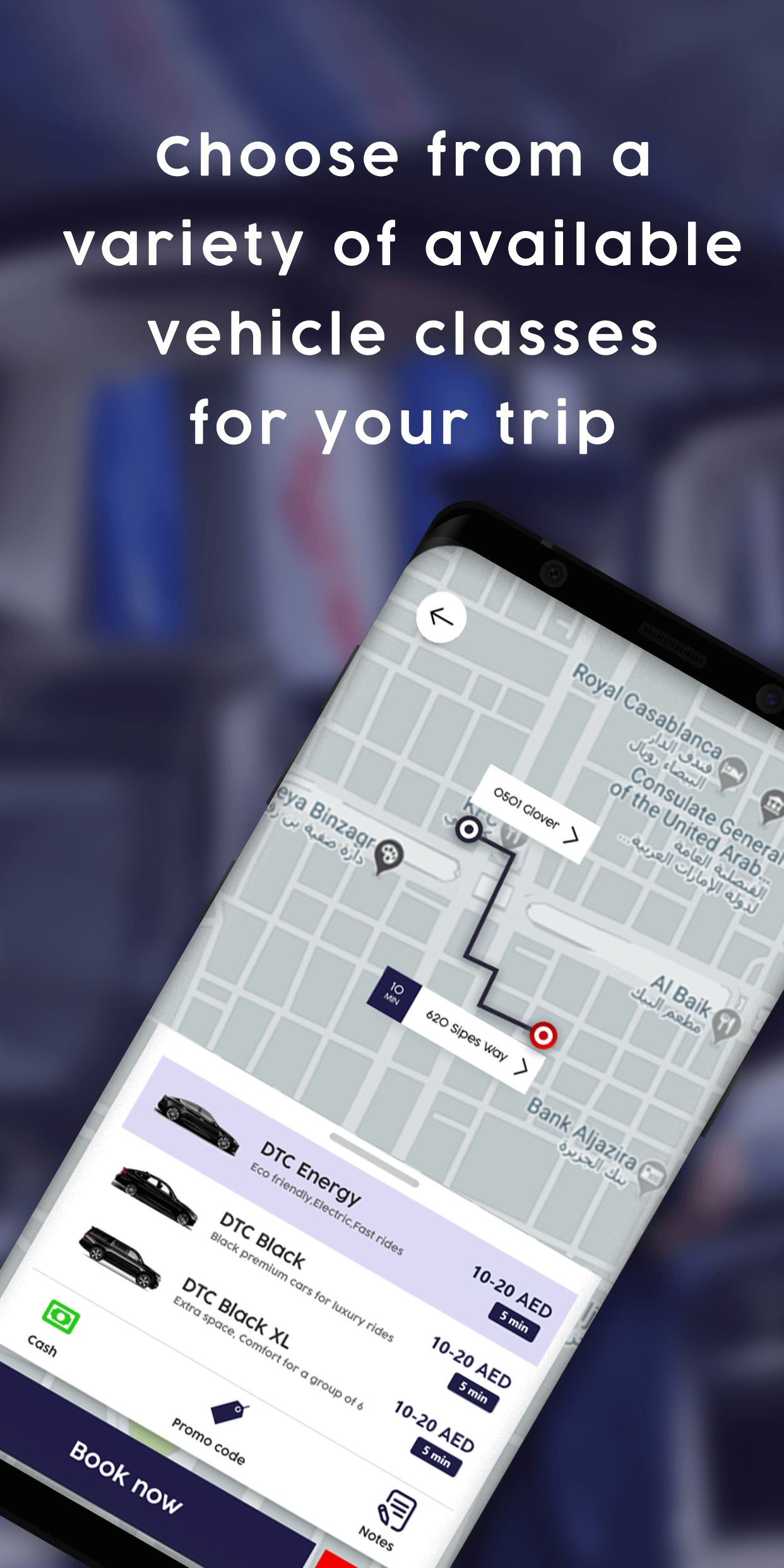 Book a Taxi via app
