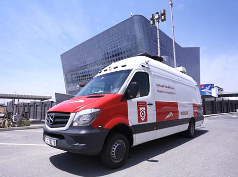 Mobile Command Vehicle in front of the EC3 headquarters 