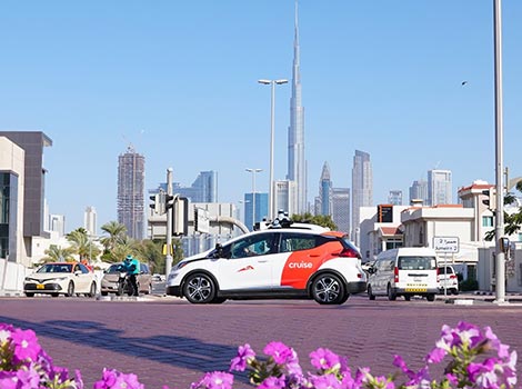 an image Chevy Bolt-based autonomous vehicles in Jumeirah 1 area to collect road data