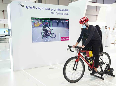 an image of live demo of the use of AI in Cycling Tracks at GITEX 2021