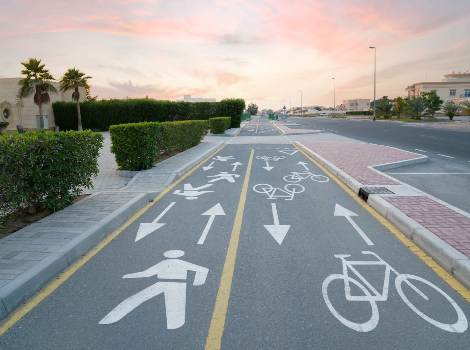 an image of The existing cycling lanes at Al Khawaneej 