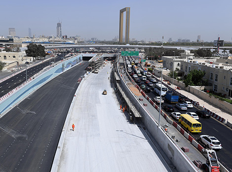 an image of 4-lane tunnel on Sheikh Rashid Street