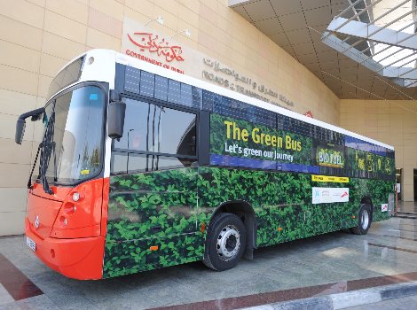 an image of RTA green bus