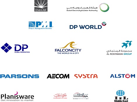 Image of the sponsors logos from different sectors for Dubai International Project Management Forum