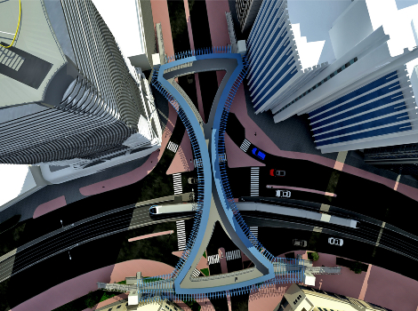Design of the pedestrian bridge at the Marina