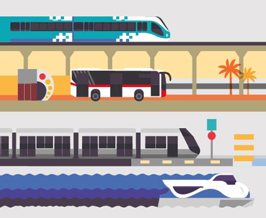 a vector image shows RTA's mode of transport