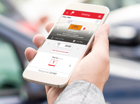 an image of RTA app showing Parking services