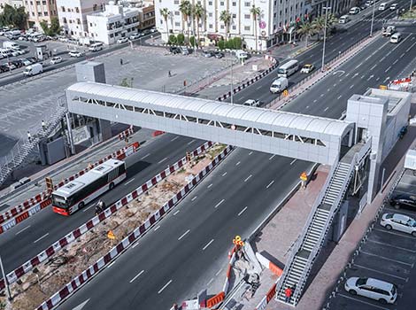 an image of pedestrian bridge on Khalid bin Al Waleed Street
