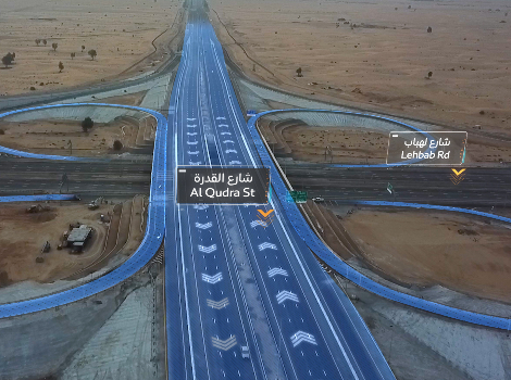 an image of Al Qudra Lehbab Roads Interchange