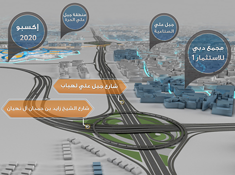 Image of the Layout of the junction of Jebel Ali Lehbab-Sheikh Zayed bin Hamdan Al Nahyan Streets