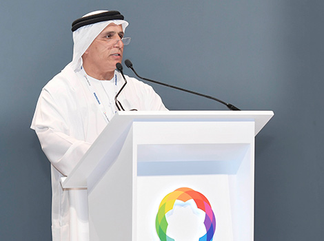 An image of Al Tayer delivering the opening speech