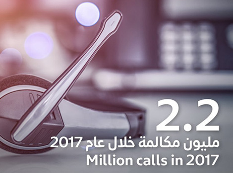 an image of call center device statement that RTA Call Centre receives 2.2m calls in 2017