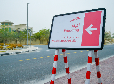 An image of the directional signs for wedding events