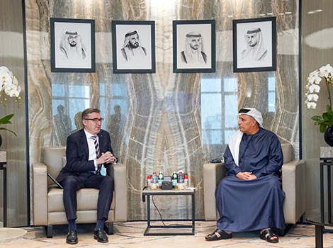 an image of Al Tayer receiving the Estonian delegation