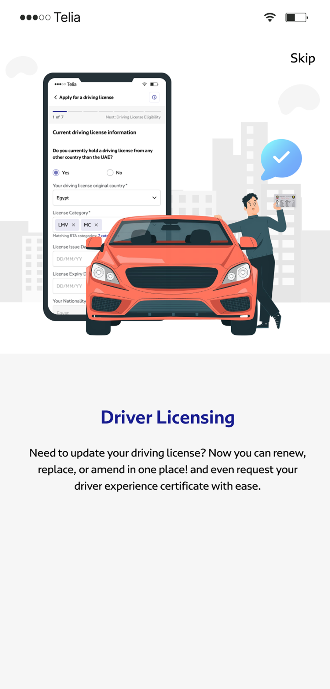 RTA Dubai App parking screen