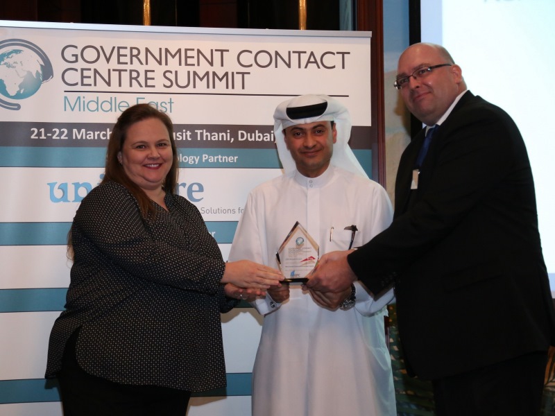 RTA gallery item of Winning the Best Middle East Government Contact Center Award 