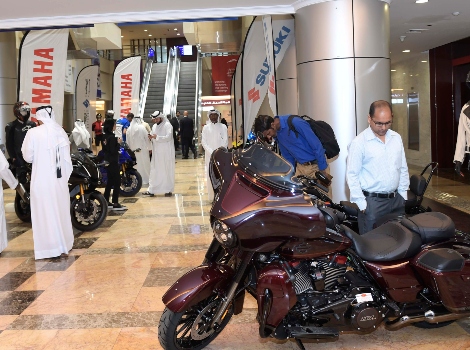 an image from RTA main office Exhibiting latest motorcycles and safety accessories