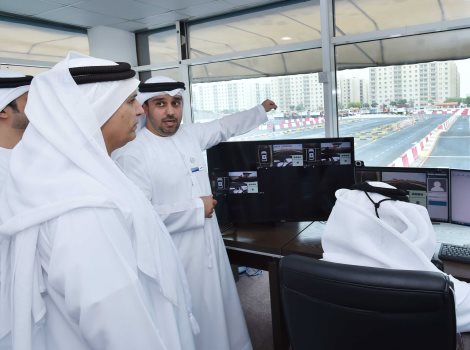 an image of Al Tayer launching the Smart Testing Yard at Dubai Driving Center