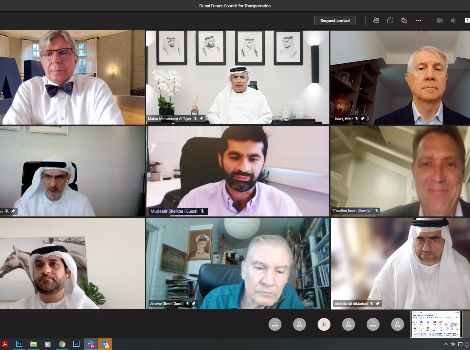 an image of Al Tayer chairing the remote meeting of the Dubai Future Council for Transportation