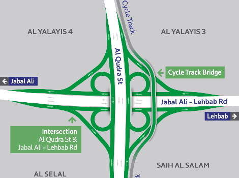 The map of Al Qudra-Jebel Ali Lehbab Junction to be upgraded
