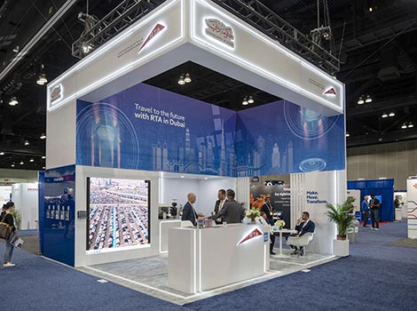 an image of RTA stand showcasing the most important achievements of Dubai in smart mobility