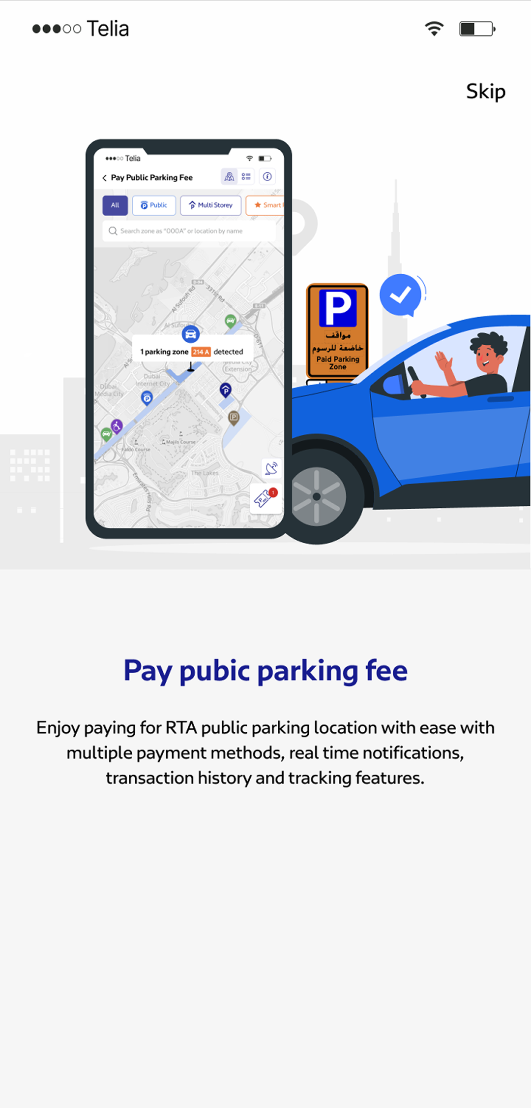 RTA Dubai app dashboard