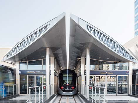 an image of Dubai Tram in a station