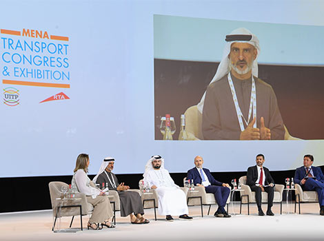 an image of Ahmed Hashem Bahrozyan, CEO of the Public Transport Agency speaking at the session