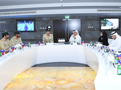 an image of HE Mattar Al Tayer,  meeting with HE Major General Abdullah Khalifa Al Marri, to discuss ways and means of boosting cooperation in fields of common concern