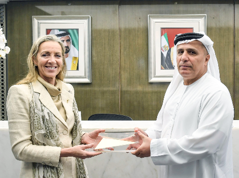 An image of Al Tayer receiving the British Minister of State for Trade and Export Promotion