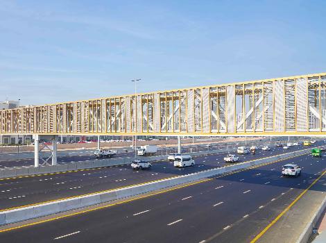 an image of the footbridge on Ras Al Khor road