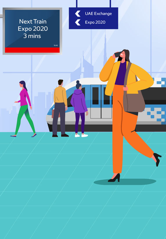 Direct trains towards UAE Exchange and Expo 2020 stations
